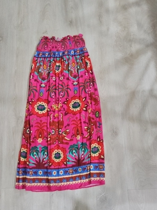FARM Rio Dresses & Skirts - FARM Rio Hot Pink Floral Maxi Skirt with Multicolor Border